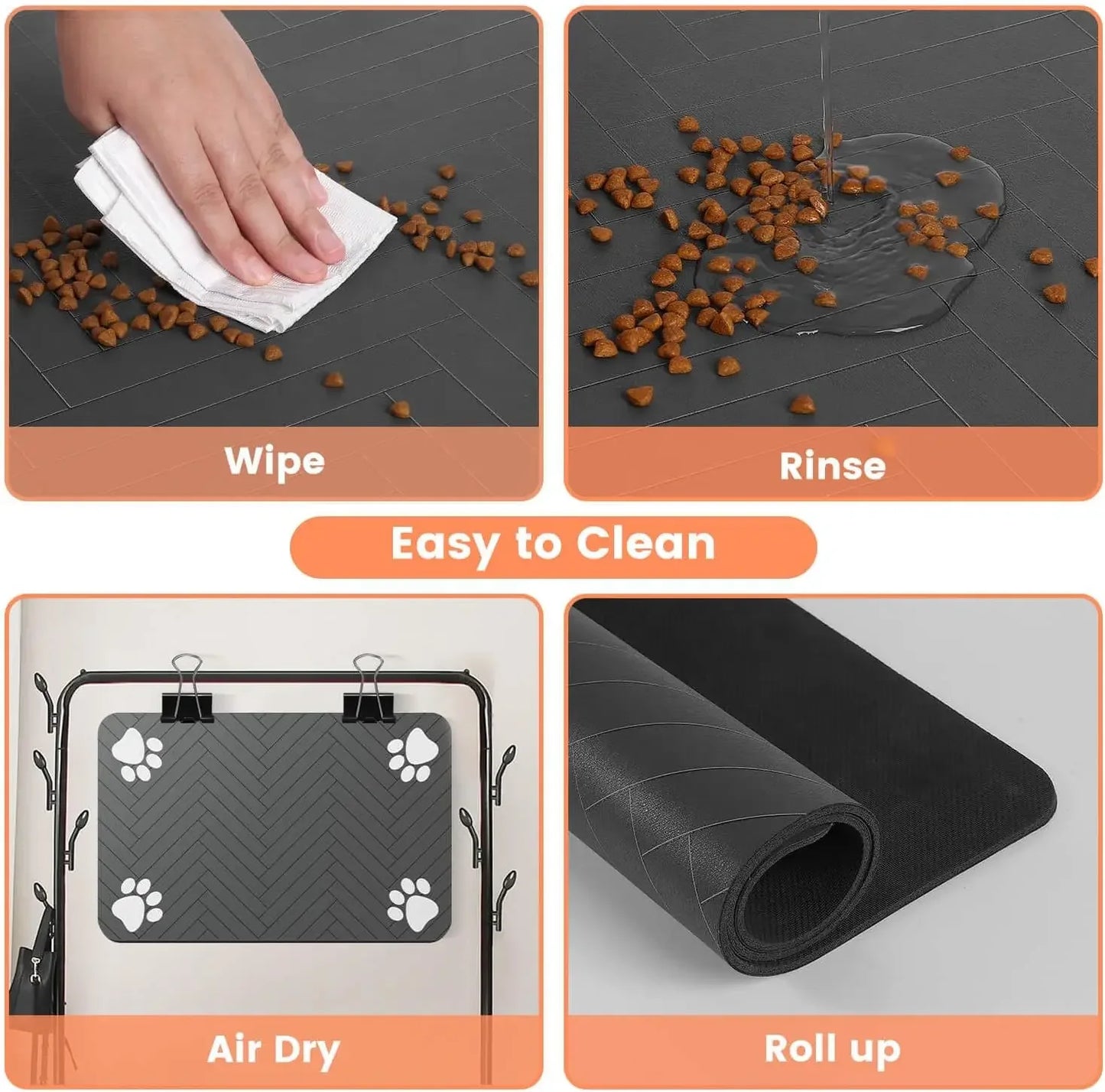 Tapis de gamelle pour chiens et chats – Protection contre l'eau et les éclaboussures de nourriture