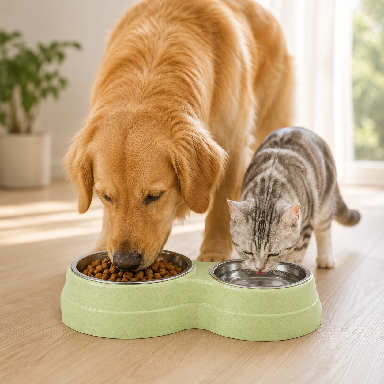 2-in-1 Futternapf für Haustiere – Edelstahl Futter- und Wassernapf für Hunde & Katzen