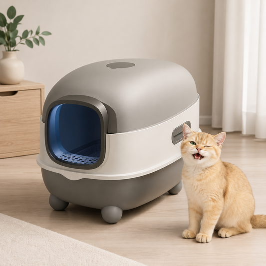 Odor-Free Self-Cleaning Litter Box – For Small, Medium & Large Cats | Ideal for Balcony, Patio & Apartment