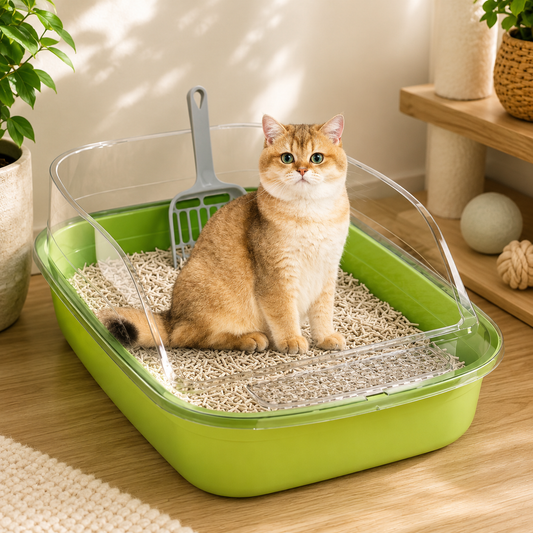 Modern cat litter box with splash guard – Air-permeable & odor-neutral