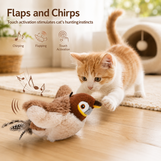 Interactive Flapping Bird for Pets - Motion-Activated Toy